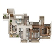 Floor plan of 2 BHK 747 Sq. Ft. Apartment in Dosti West County Phase 4 Dosti Pine, Thane