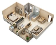 Floor plan of 1 BHK 430 Sq. Ft. Apartment in Shapoorji Pallonji Joyville Hadapsar Annexe, Pune