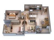 Floor plan of 3 BHK 815 Sq. Ft. Apartment in Shapoorji Pallonji Joyville Hadapsar Annexe, Pune
