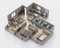 Floor plan of 2 BHK 669 Sq. Ft. Apartment in Shapoorji Pallonji Joyville Hadapsar Annexe, Pune