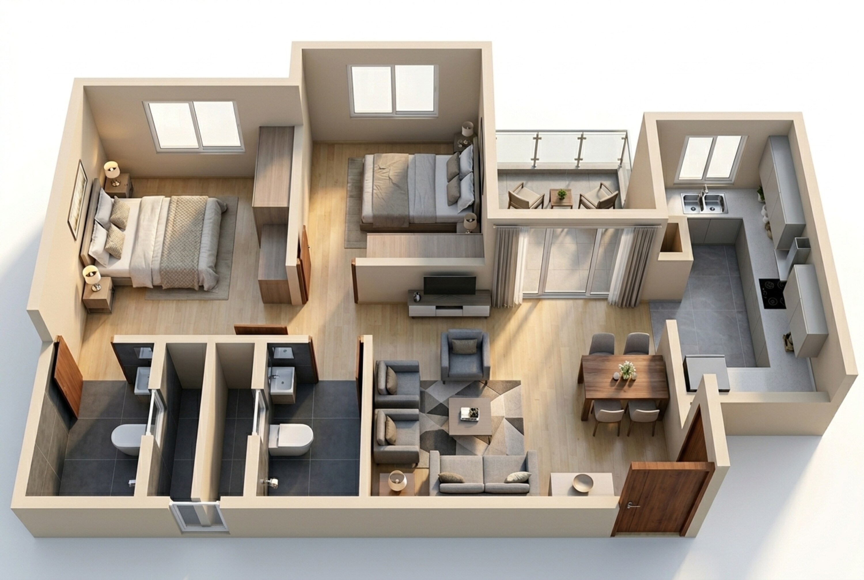 Floor plan of 2 BHK 888 Sq. Ft. Apartment in Shriram Codename Yuva, Bangalore