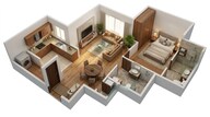 Floor plan of 1 BHK 398 Sq. Ft. Apartment in Dynamix Avanya, Mumbai
