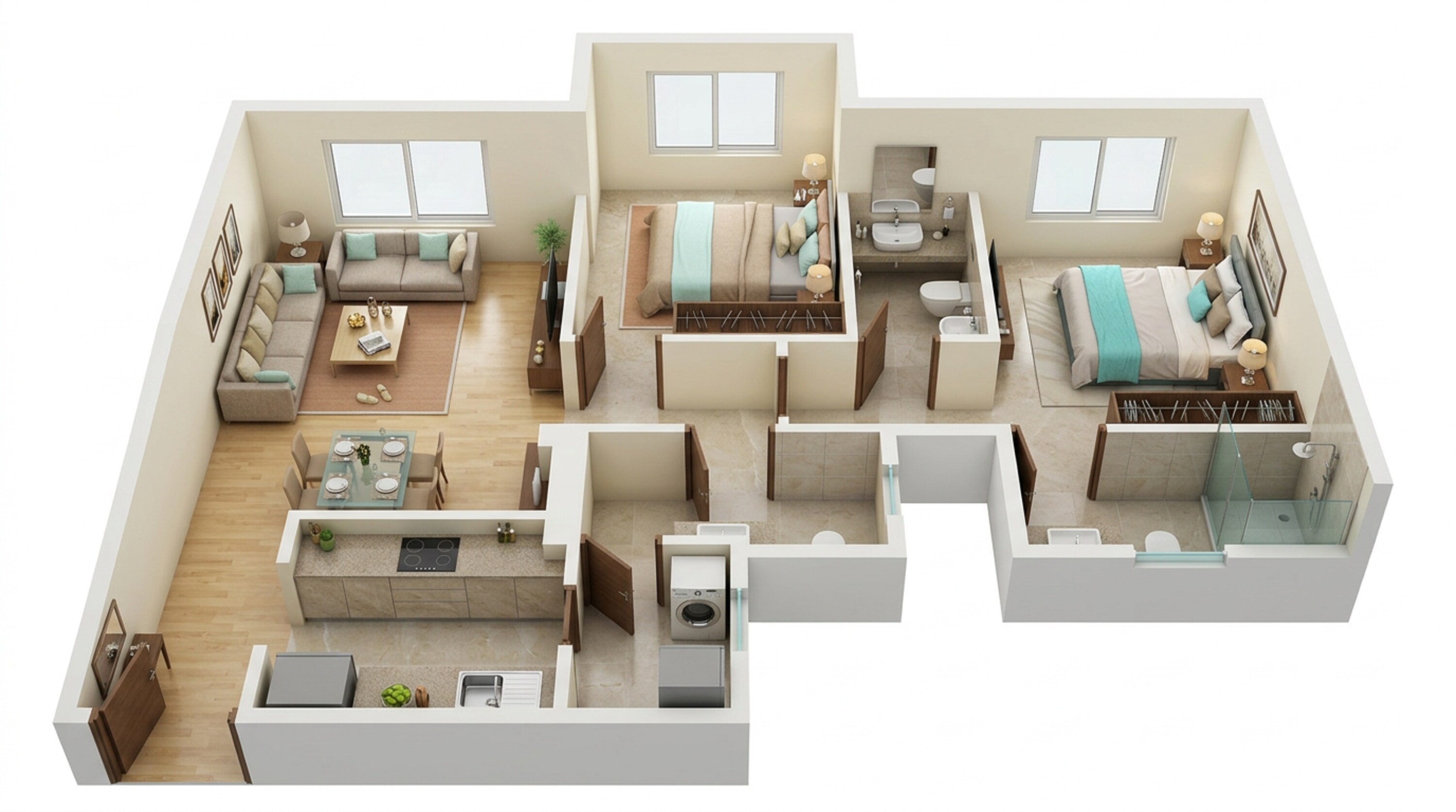 Floor plan of 2 BHK 537 Sq. Ft. Apartment in Dynamix Avanya, Mumbai