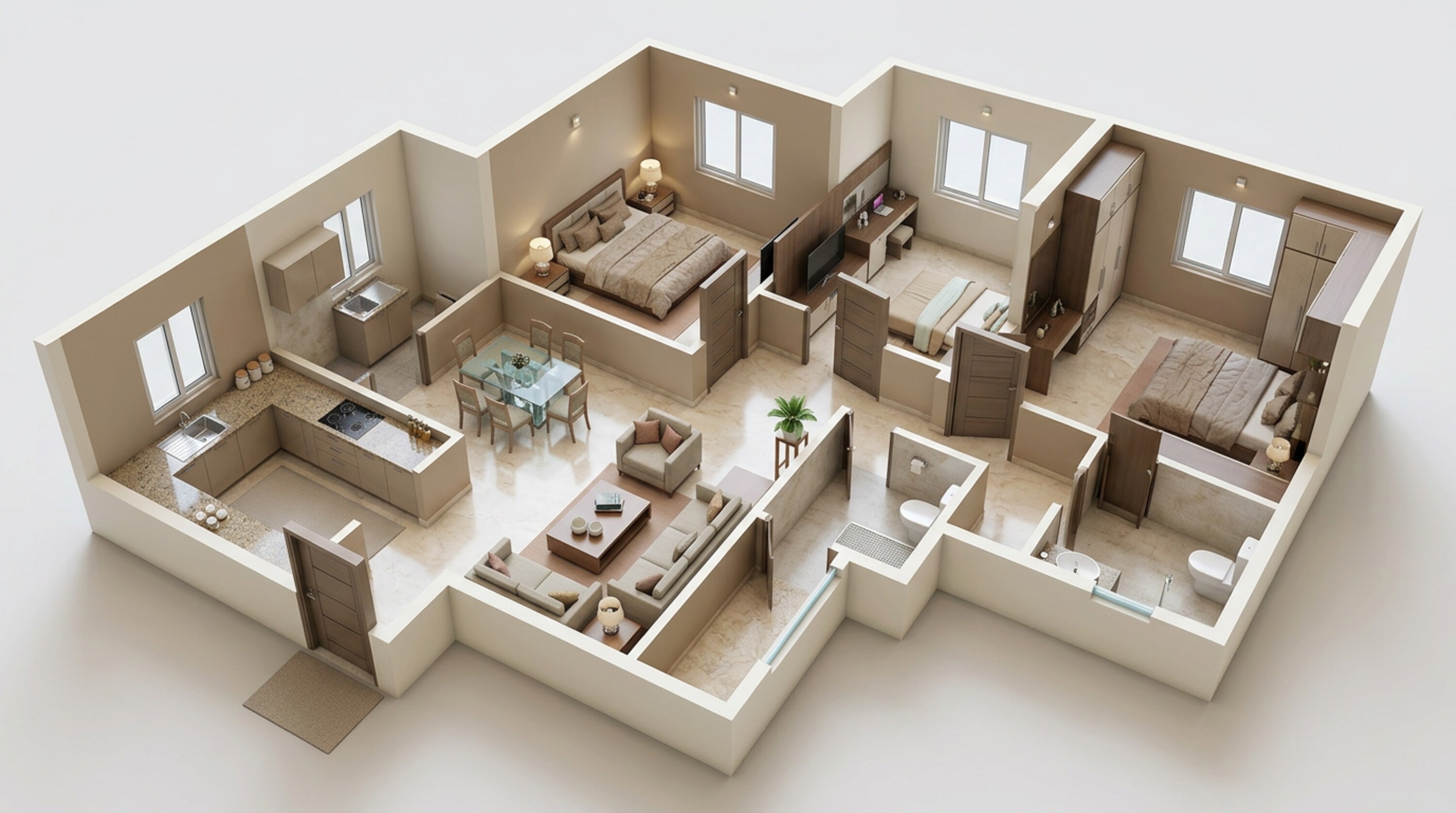 Floor plan of 2 BHK 612 Sq. Ft. Apartment in Dynamix Avanya, Mumbai