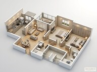 Floor plan of 2 BHK 825 Sq. Ft. Apartment in L&T Seawoods Residences Phase 2, Navi Mumbai
