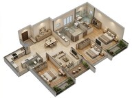 Floor plan of 3 BHK 900 Sq. Ft. Apartment in L&T Seawoods Residences Phase 2, Navi Mumbai
