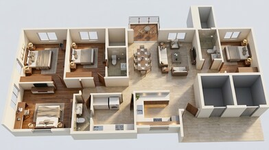 Floor plan of 3 BHK 849 Sq. Ft. Apartment in Runwal Bliss Wing C, Mumbai