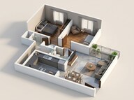 Floor plan of 2 BHK 700 Sq. Ft. Apartment in Provident Park One, Bangalore