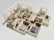 Floor plan of 2 BHK 900 Sq. Ft. Apartment in Provident Park One, Bangalore