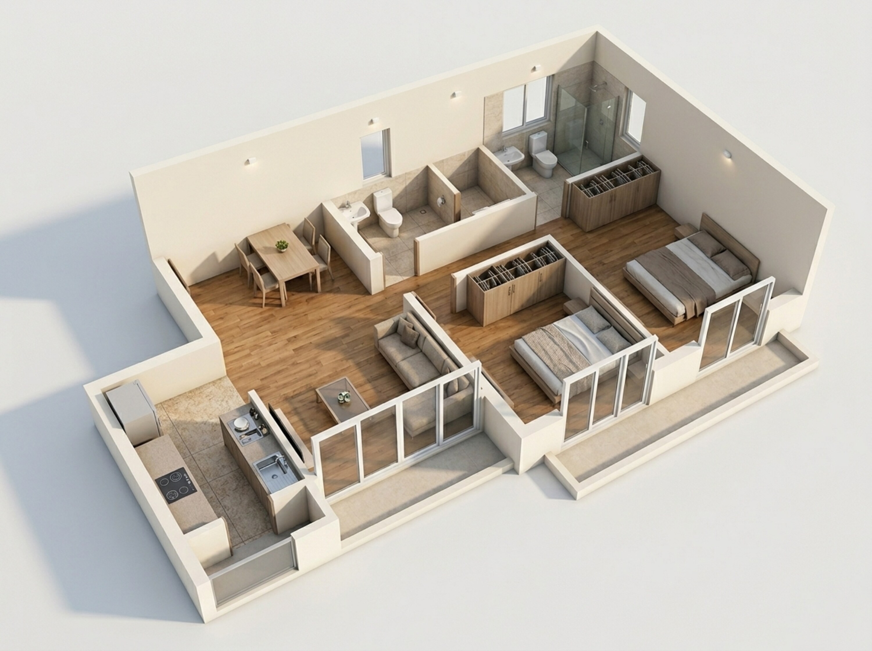 Floor plan of 2 BHK 574 Sq. Ft. Apartment in JP Eminence, Mumbai