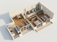 Floor plan of 2 BHK 574 Sq. Ft. Apartment in JP Eminence, Mumbai