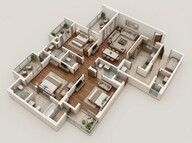 Floor plan of 3 BHK 1485 Sq. Ft. Apartment in Godrej Solitaire, Noida