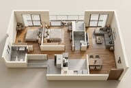 Floor plan of 2 BHK 644 Sq. Ft. Apartment in Shapoorji Pallonji The Canvas Residences, Mumbai