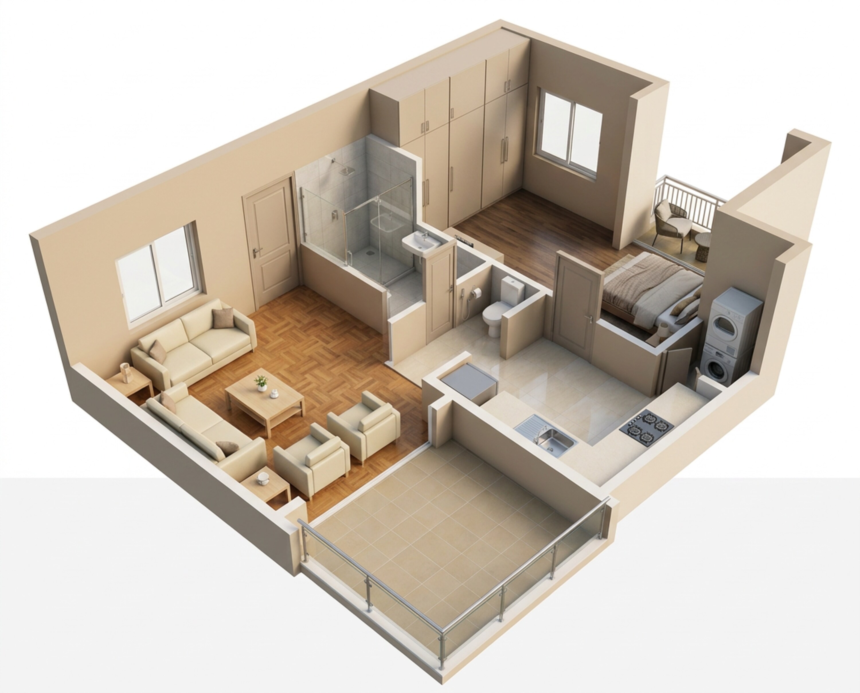 Floor plan of 1 BHK 342 Sq. Ft. Apartment in Arihant Anmol Phase III, Thane
