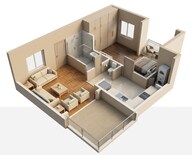 Floor plan of 1 BHK 342 Sq. Ft. Apartment in Arihant Anmol Phase III, Thane