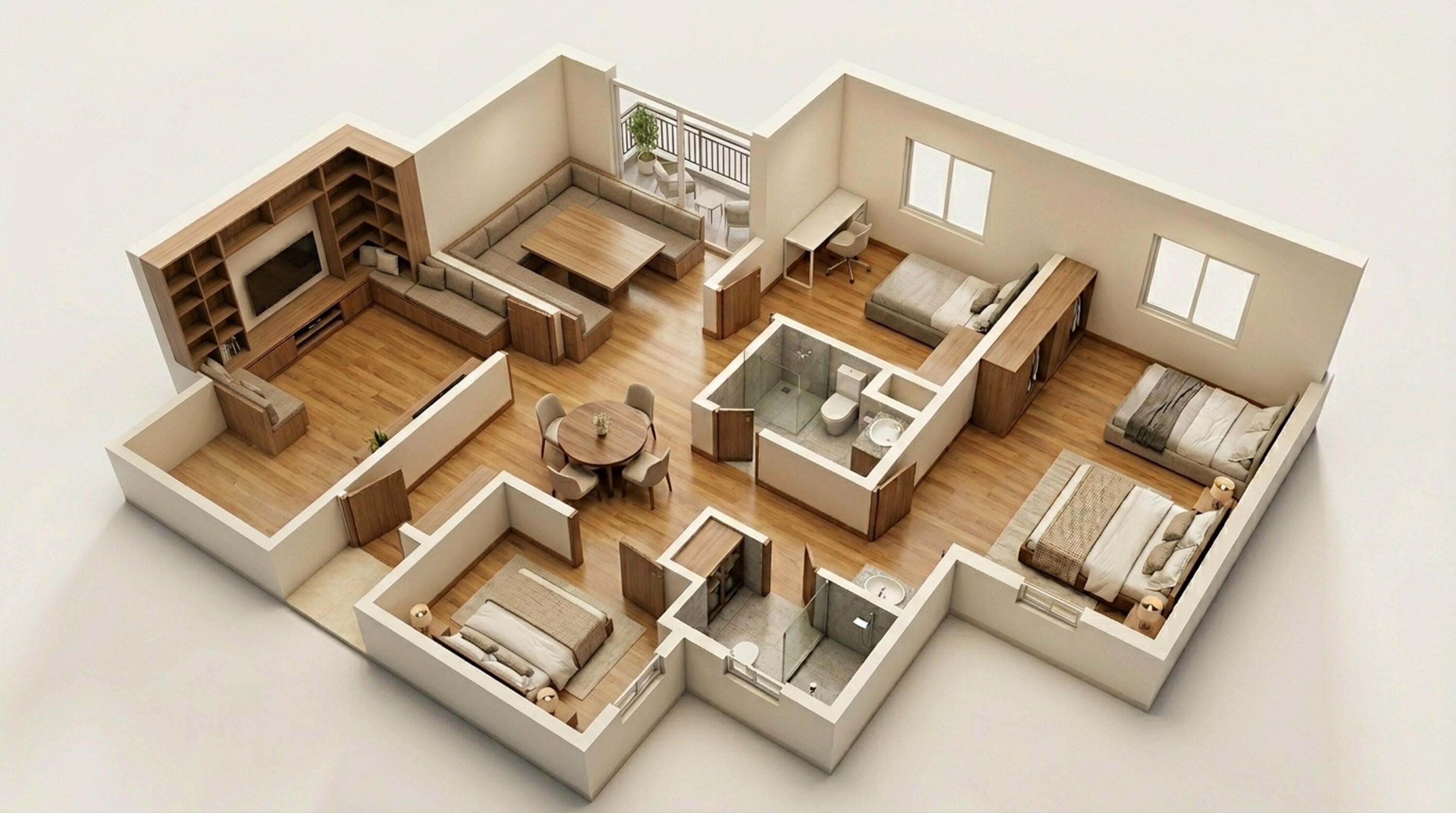 Floor plan of 2 BHK 839 Sq. Ft. Apartment in Bonito at Brigade Xanadu, Chennai