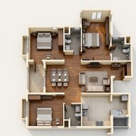 Floor plan of 3 BHK 1096 Sq. Ft. Apartment in Bonito at Brigade Xanadu, Chennai