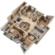 Floor plan of 3 BHK 3100 Sq. Ft. Apartment in Shalimar One World Belvedere Court 3, Lucknow
