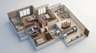 Floor plan of 3 BHK 1058 Sq. Ft. Apartment in Runwal The Sanctuary, Mumbai