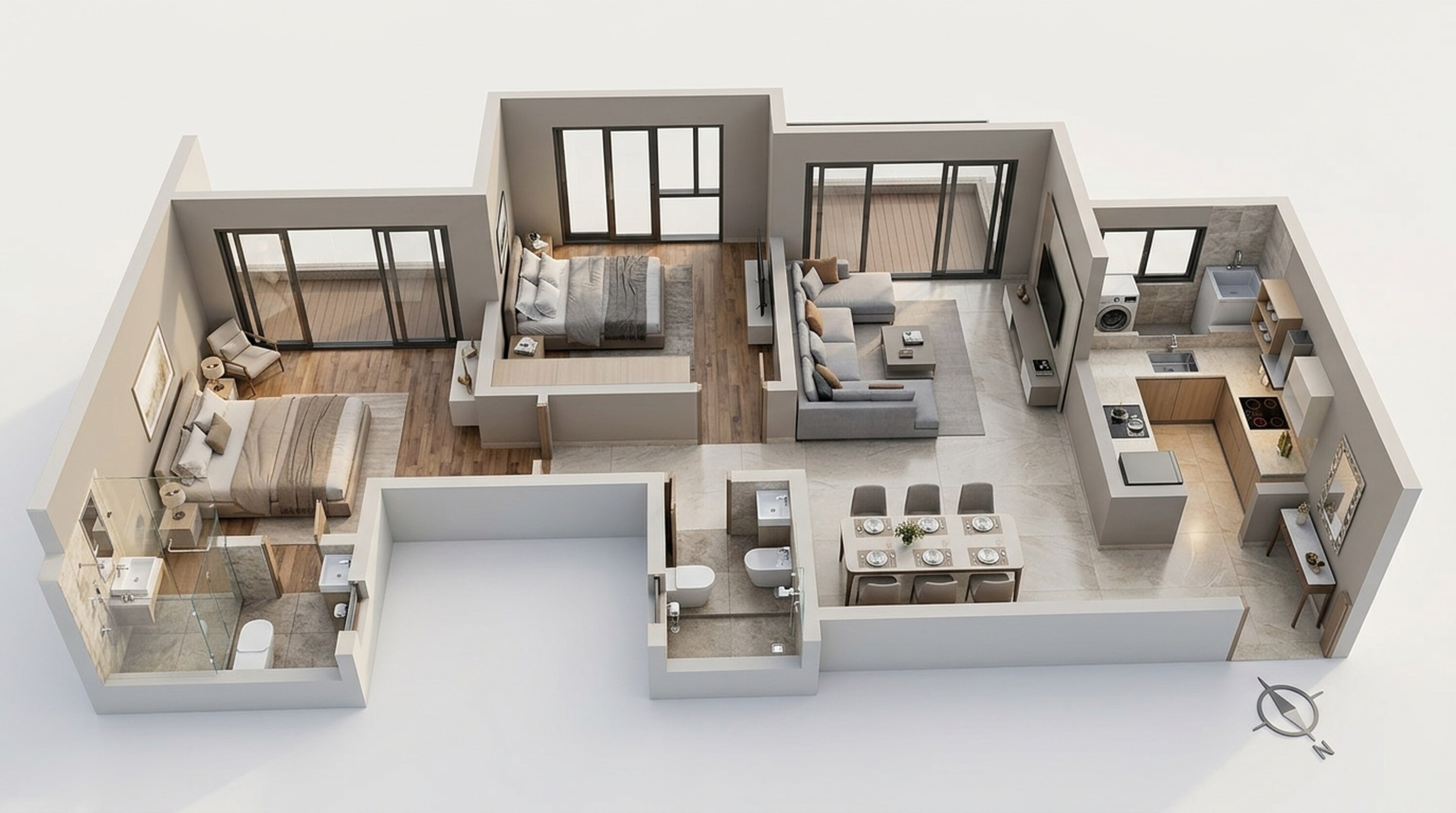 Floor plan of 2 BHK 664 Sq. Ft. Apartment in Godrej The Highlands, Navi Mumbai