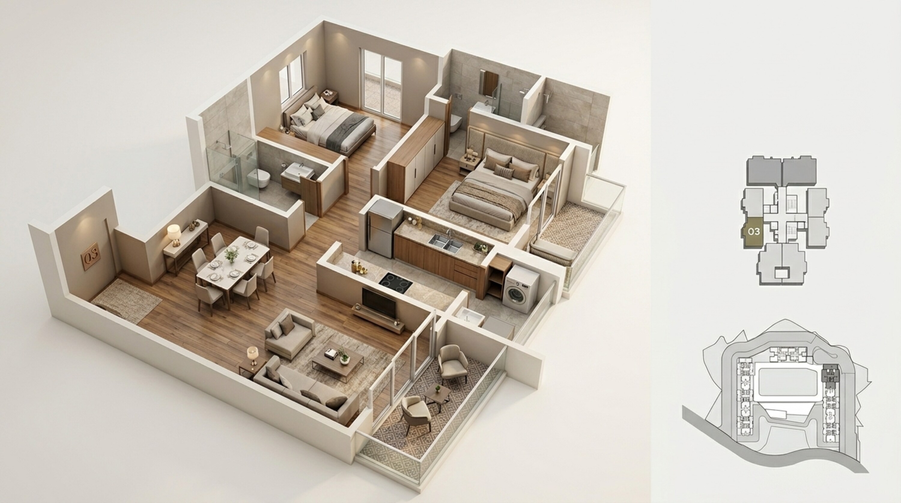 Floor plan of 2 BHK 657 Sq. Ft. Apartment in Godrej The Highlands, Navi Mumbai