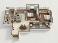 Floor plan of 2 BHK 732 Sq. Ft. Apartment in Godrej The Highlands, Navi Mumbai