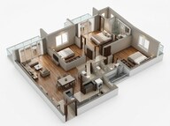 Floor plan of 3 BHK 977 Sq. Ft. Apartment in Godrej The Highlands, Navi Mumbai