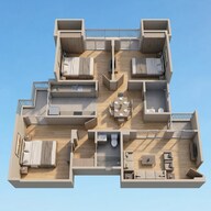 Floor plan of 3 BHK 1400 Sq. Ft. Apartment in Rudra Sangam, Allahabad
