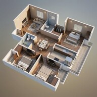 Floor plan of 3 BHK 1310 Sq. Ft. Apartment in Rudra Sangam, Allahabad