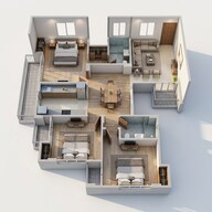Floor plan of 3 BHK 1370 Sq. Ft. Apartment in Rudra Sangam, Allahabad