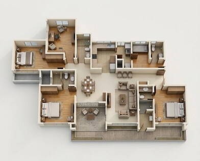 Floor plan of 4 BHK 2204 Sq. Ft. Apartment in Sobha Windsor, Bangalore