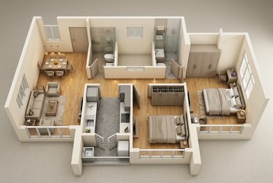 Floor plan of 2 BHK 527 Sq. Ft. Apartment in Kalpataru Paramount E, Thane