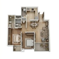 Floor plan of 2 BHK 685 Sq. Ft. Apartment in Mantra Monarch Phase 3, Pune