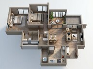 Floor plan of 2 BHK 640 Sq. Ft. Apartment in Shapoorji Pallonji Sensorium, Pune