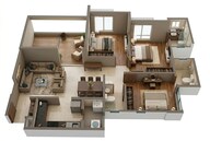 Floor plan of 3 BHK 973 Sq. Ft. Apartment in Shapoorji Pallonji Sensorium, Pune