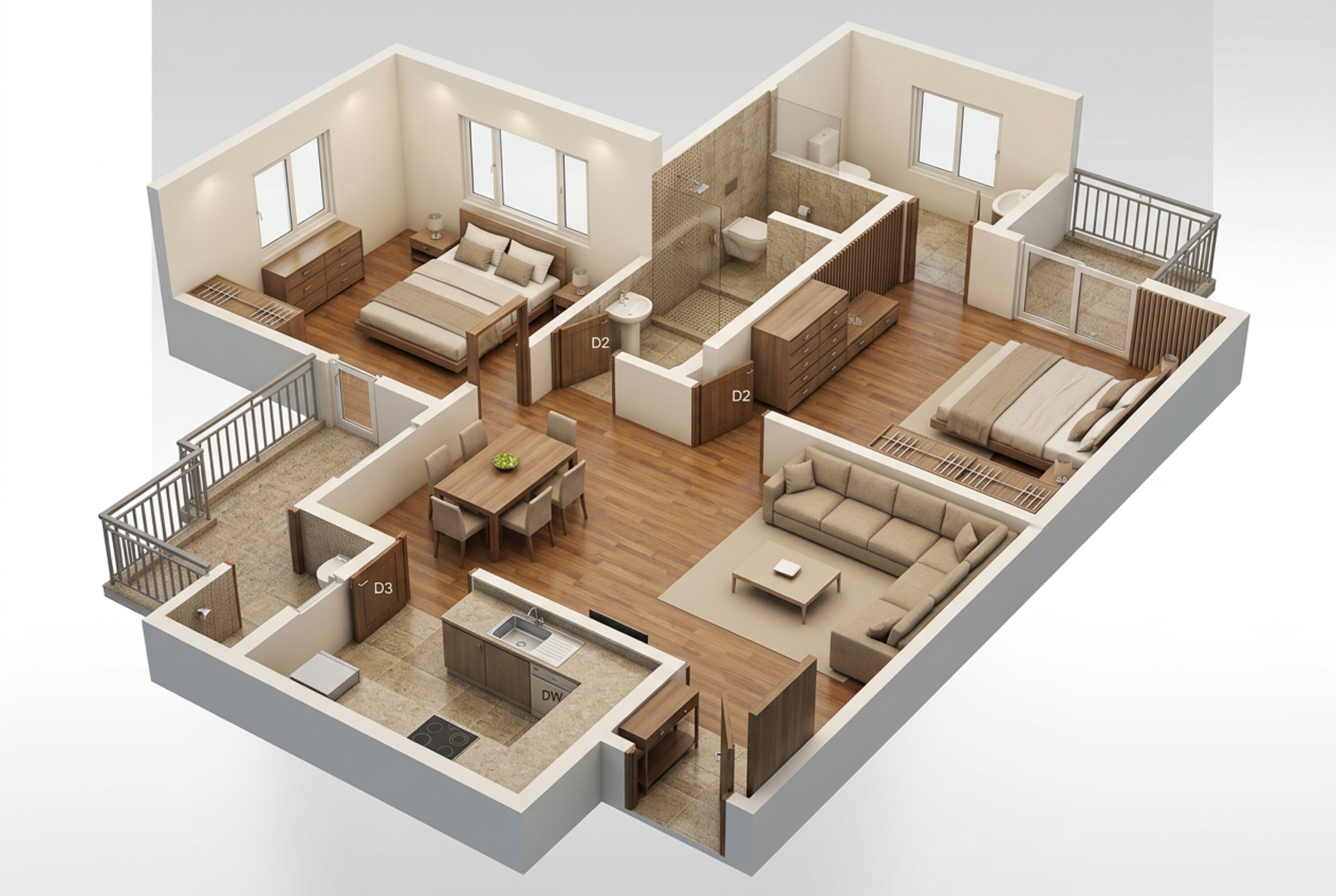 Floor plan of 2 BHK 1099 Sq. Ft. Apartment in Hero Homes Gurgaon, Gurgaon
