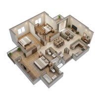 Floor plan of 3 BHK 1359 Sq. Ft. Apartment in Hero Homes Gurgaon, Gurgaon