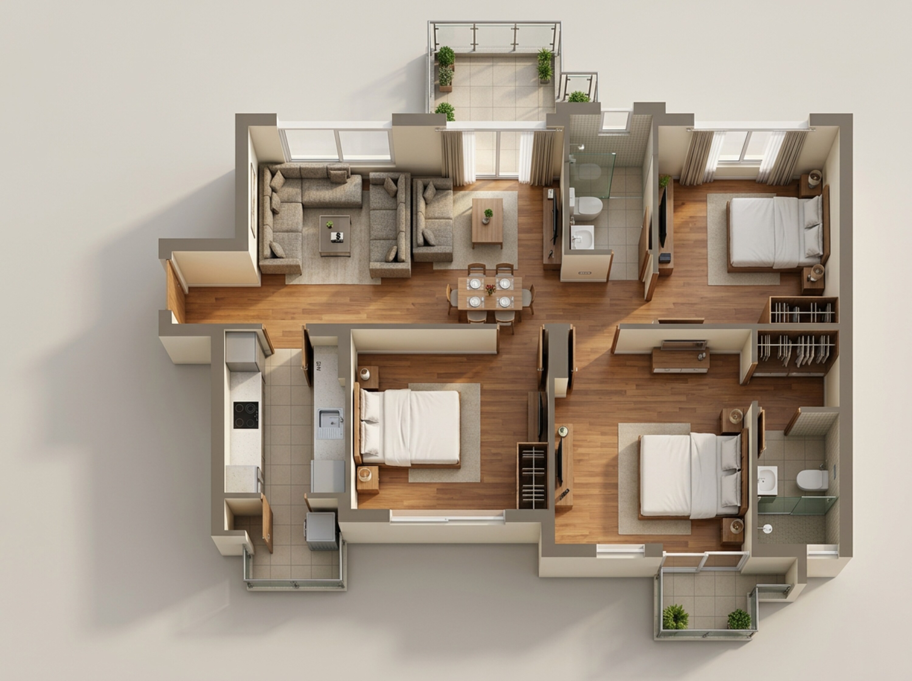 Floor plan of 3 BHK 1389 Sq. Ft. Apartment in Hero Homes Gurgaon, Gurgaon