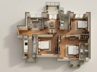 Floor plan of 3 BHK 1389 Sq. Ft. Apartment in Hero Homes Gurgaon, Gurgaon