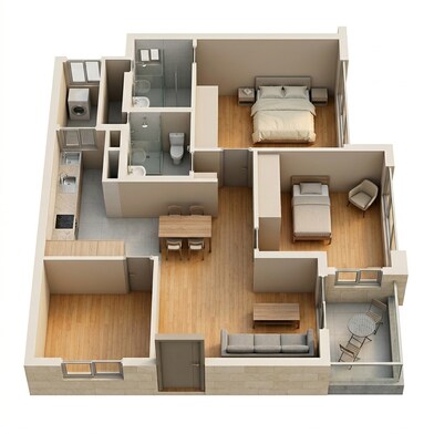 Floor plan of 2 BHK 1089 Sq. Ft. Apartment in Embassy Edge, Bangalore
