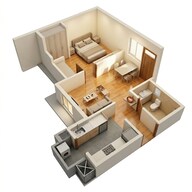 Floor plan of 1 BHK 368 Sq. Ft. Apartment in Godrej Upavan, Thane