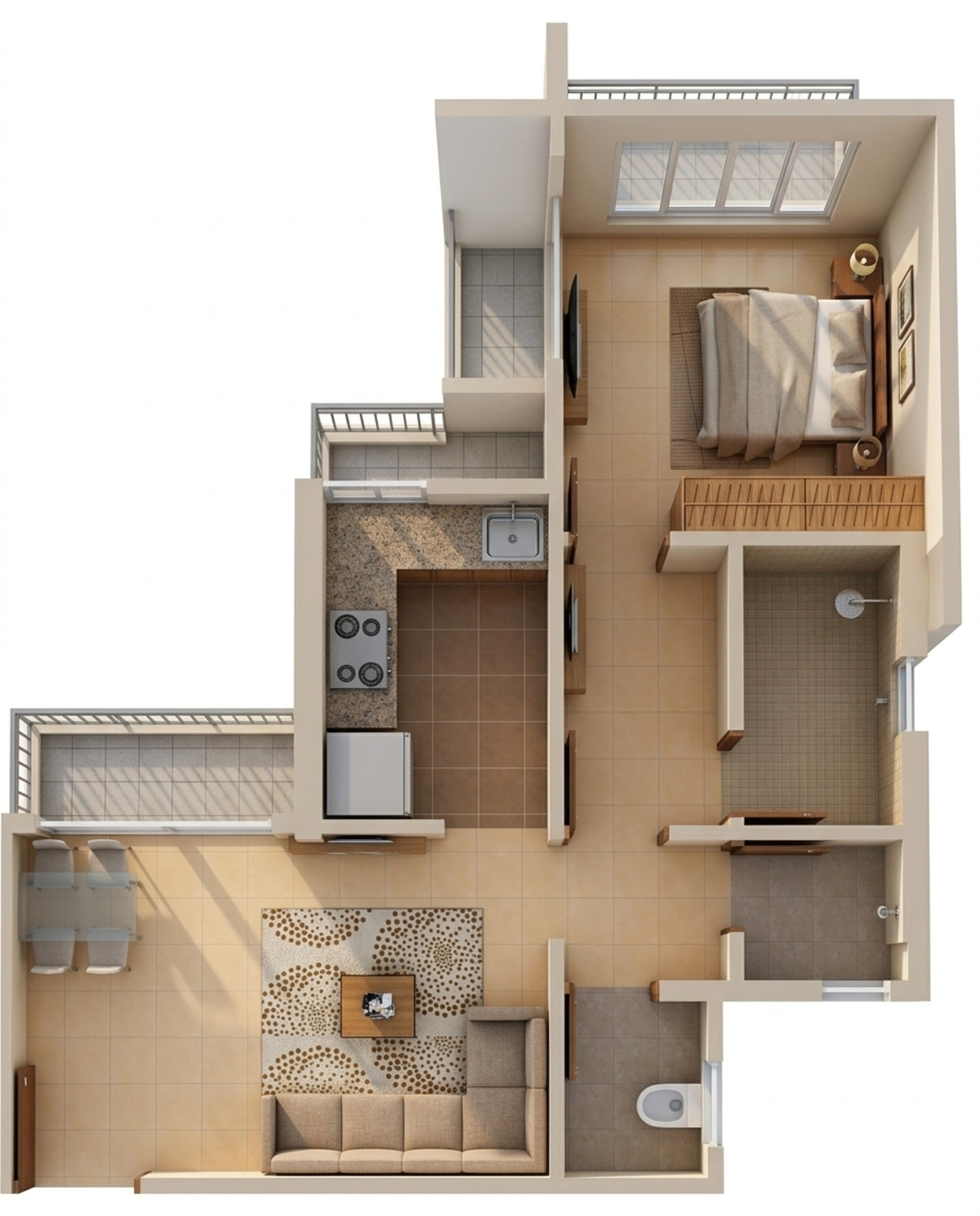 Floor plan of 1 BHK 353 Sq. Ft. Apartment in Runwal Avenue Wing J, Mumbai