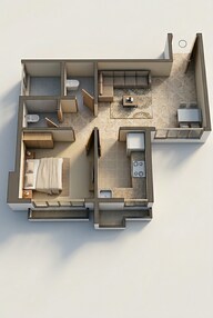 Floor plan of 1 BHK 368 Sq. Ft. Apartment in Runwal Avenue Wing J, Mumbai