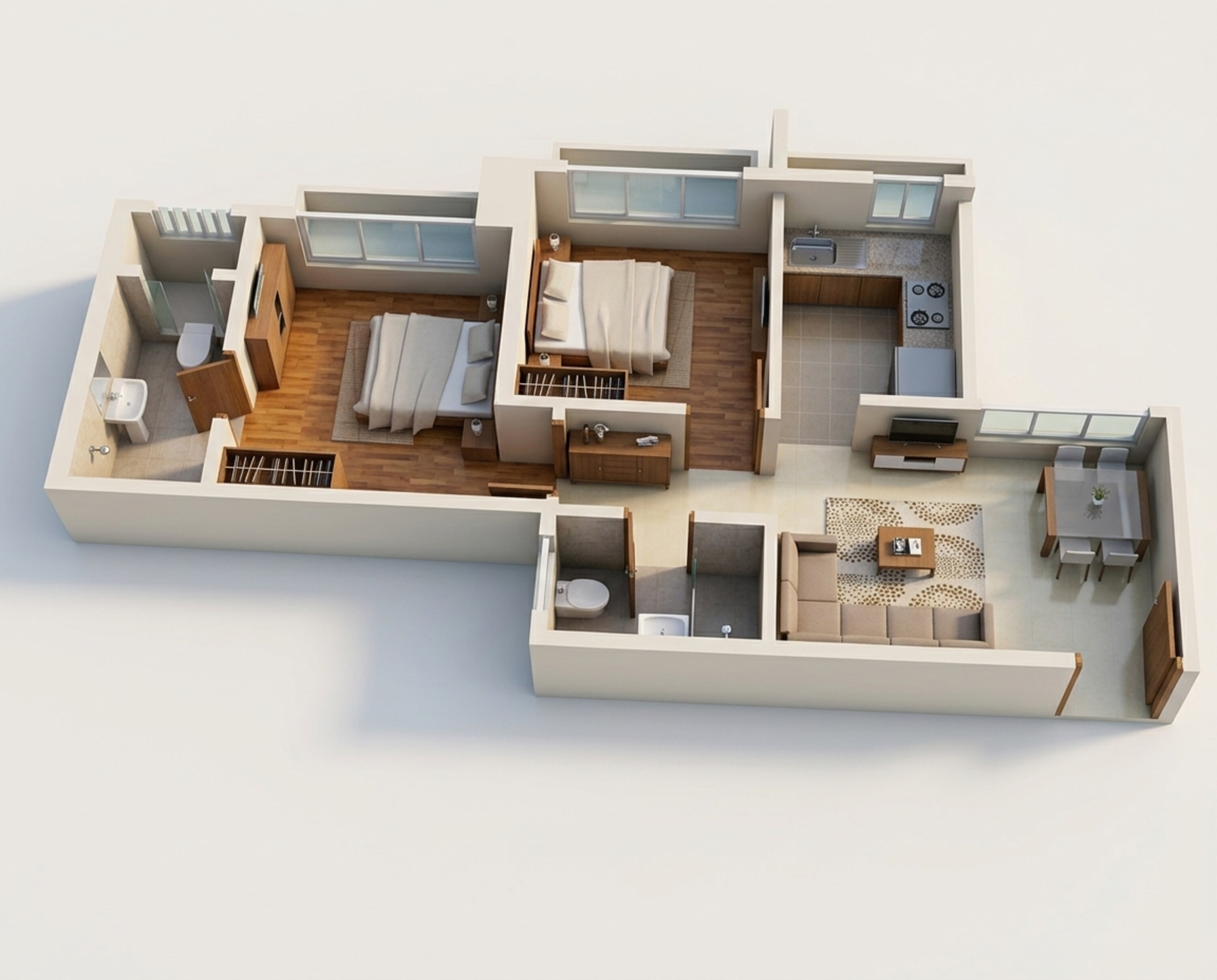 Floor plan of 2 BHK 475 Sq. Ft. Apartment in Runwal Avenue Wing J, Mumbai