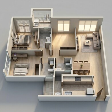 Floor plan of 3 BHK 1255 Sq. Ft. Apartment in Rustomjee Paramount F Wing, Mumbai