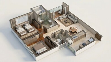 Floor plan of 2 BHK 643 Sq. Ft. Apartment in Runwal The Sanctuary Tower 4, Mumbai