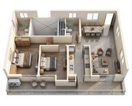 Floor plan of 2 BHK 1732 Sq. Ft. Apartment in DLF One Midtown, Delhi