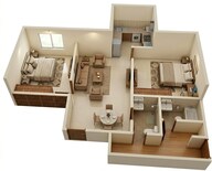 Floor plan of 2 BHK 494 Sq. Ft. Apartment in Chandak 34 Park Estate D Wing, Mumbai