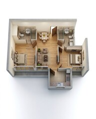 Floor plan of 2 BHK 600 Sq. Ft. Apartment in Chandak 34 Park Estate D Wing, Mumbai