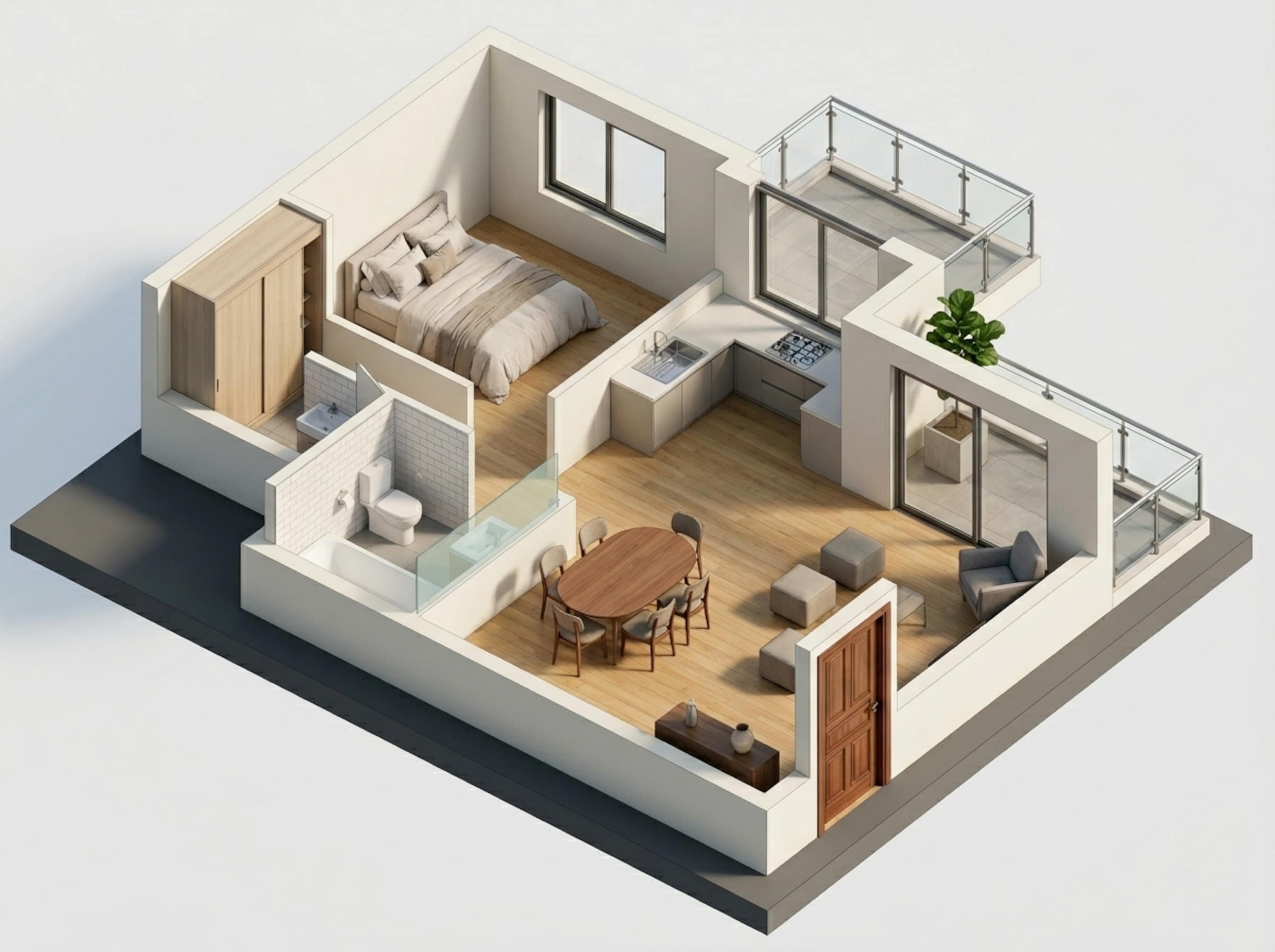 Floor plan of 1 BHK 444 Sq. Ft. Apartment in Kolte Patil Life Republic Universe, Pune